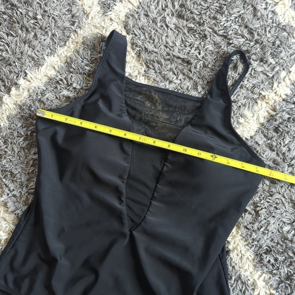 Shein Black Sheer Deep Vneck Chest One Piece Swimsuit Size Women's L - Picture 4 of 6